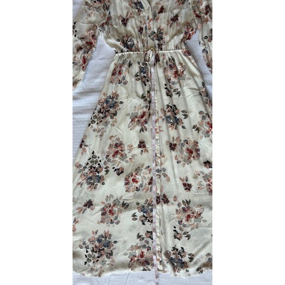 American Rag Women's M Maxi Dress Floral Blouse, Long Sleeve Side Slits - Picture 12 of 13